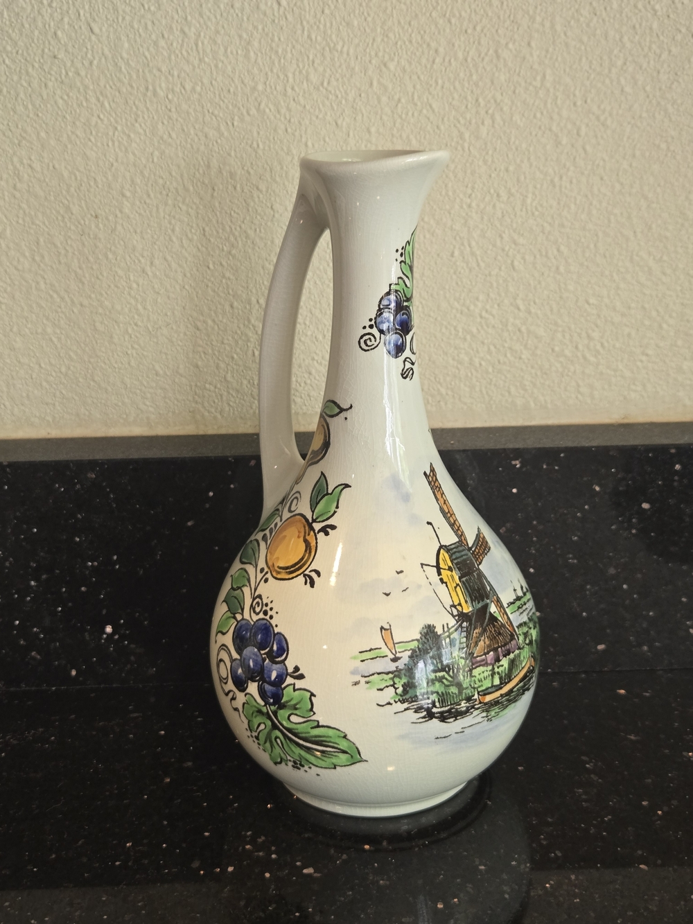 Royal Goedewaagen Handpainted Gouda Ceramic Piece - White with Black Trim